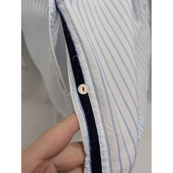 Chaps women's 1X cotton button up shirt stripes with unique cross stitch 019 - Picture 6 of 9